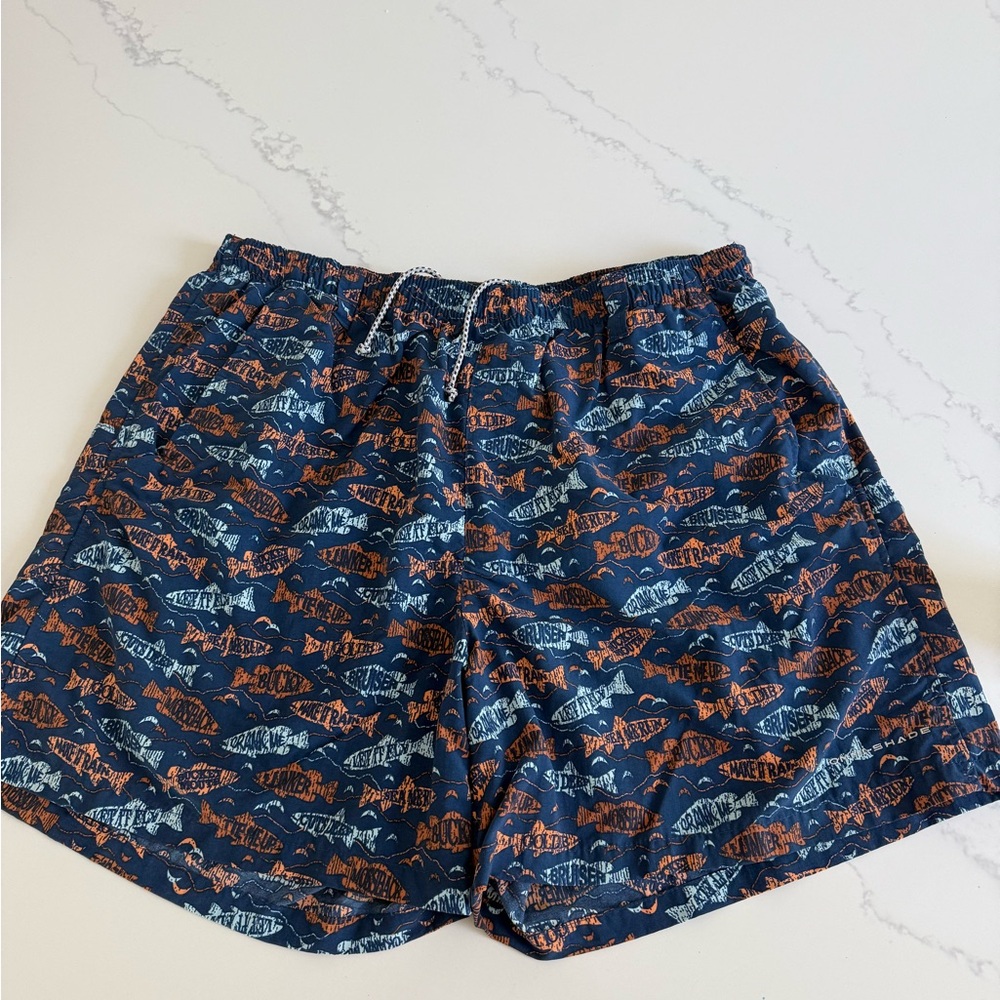 Columbia Men's Patterned Swim Trunks - Blue and Orange